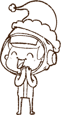 Bir insan tarafından çizilmiş Noel Astronotu Kömür Çizimi