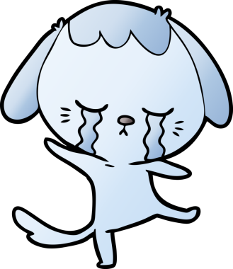 Bir insan tarafından çizilmiş ağlayan çizgi film köpeği.