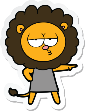 Bir insan tarafından çizilmiş canı sıkkın bir aslanın çıkartması.