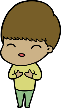 Bir insan tarafından çizilmiş mutlu çizgi film çocuğu.