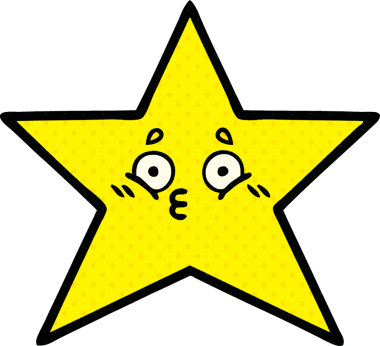 Bir insan tarafından çizilmiş bir altın yıldızın çizgi filmi.