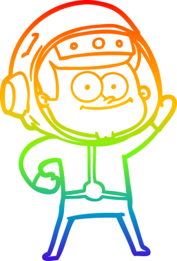 gökkuşağı gradyan çizimi mutlu bir astronot çizgi filmi bir insan tarafından çizildi