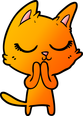 Bir insan tarafından çizilmiş sakin çizgi film kedisi.