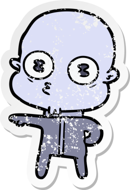 Bir insan tarafından çizilmiş garip kel bir uzay adamının sıkıntılı çıkartması.