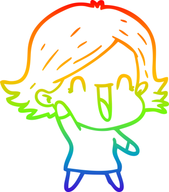 gökkuşağı gradyan çizimi bir insan tarafından çizilmiş mutlu bir kadın çizgi