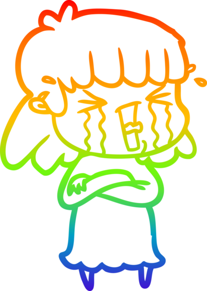 Gökkuşağı gradyan çizgi çizimi Bir insan tarafından çizilmiş gözyaşları içinde bir çizgi kadın