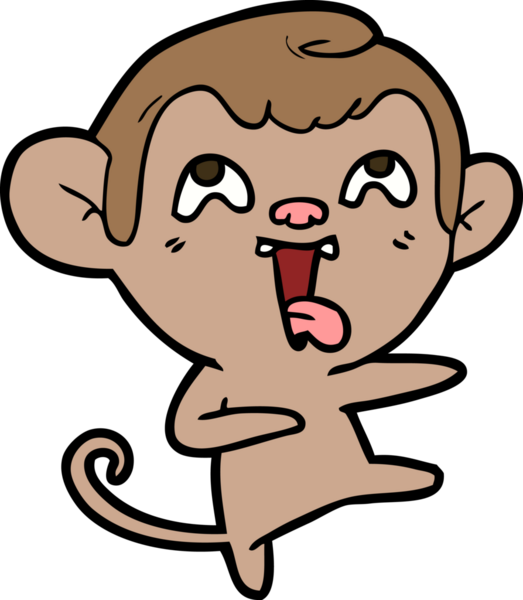 Bir insan tarafından çizilmiş çılgın çizgi film maymunu