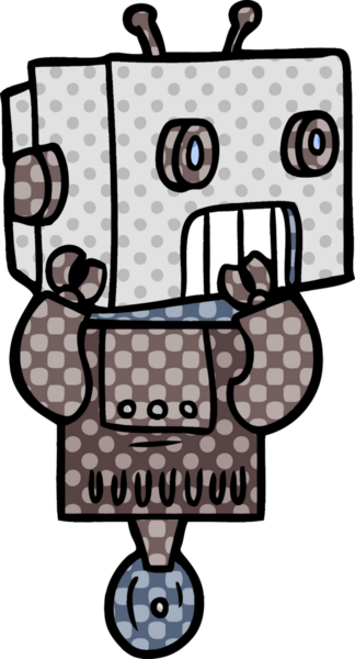 Bir insan tarafından çizilmiş çizgi film robotu