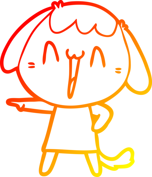 Bir insan tarafından çizilmiş sevimli bir köpeğin sıcak çizgi çizgisi.