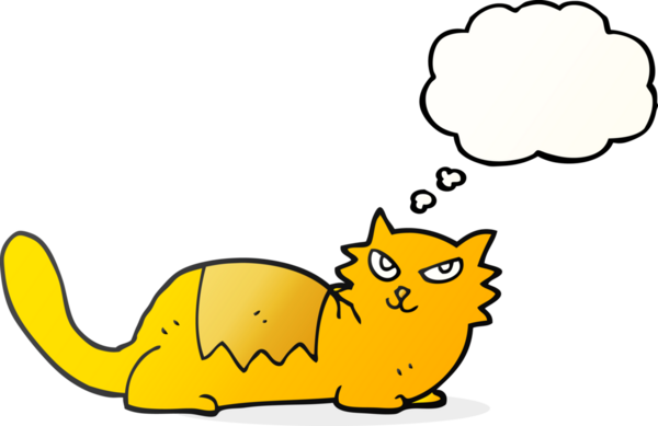 Bir insan tarafından çizilmiş serbest çizim baloncuk çizgi film kedisi.