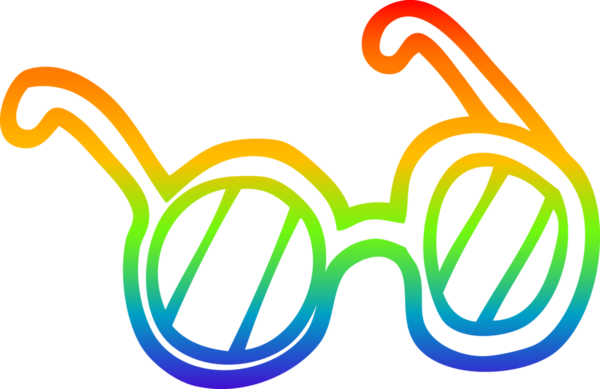 gökkuşağı gradyan çizgi çizimi bir insan tarafından çizilmiş gözlük