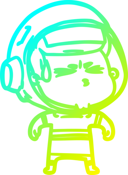 Bir insan tarafından çizilen soğuk gradyan çizgi çizimi stresli astronot