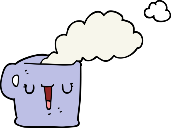 Bir insan tarafından çizilmiş sıcak kahve fincanı.