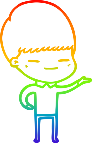 Gökkuşağı gradyan çizgi çizimi bir insan tarafından çizilmiş kendini beğenmiş bir çocuk.