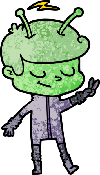 Bir insan tarafından çizilmiş dost canlısı çizgi film uzay adamı.