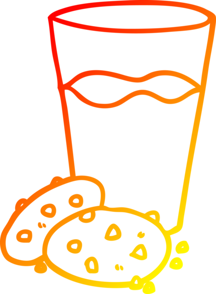 Bir insanın çizdiği kurabiyelerin ve sütün sıcak gradyan çizgisi