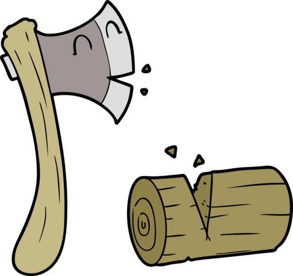 Bir insan tarafından çizilmiş odun kesen bir balta.