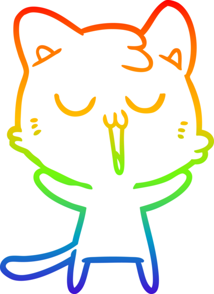 gökkuşağı gradyan çizgi çizimi bir insan tarafından çizilmiş bir çizgi film kedisi