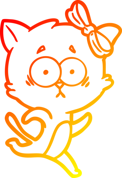 Bir insan tarafından çizilmiş çizgi film kedisinin sıcak çizgi çizimi