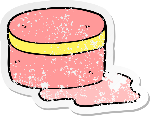 Bir insan tarafından çizilmiş karikatür güzellik losyonu küvetinin sıkıntılı çıkartması.