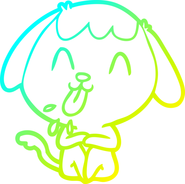 Bir insan tarafından çizilmiş şirin bir çizgi köpeğin soğuk gradyan çizgisi.