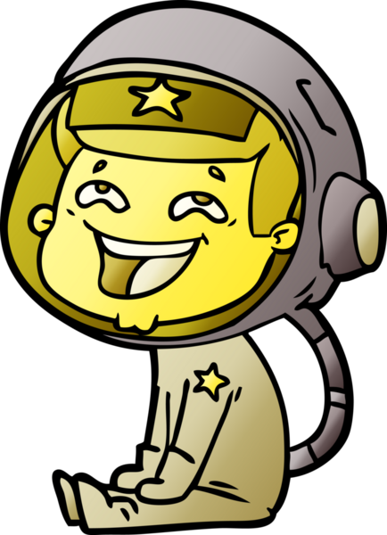 Bir insan tarafından çizilmiş gülen astronot çizgi filmi.