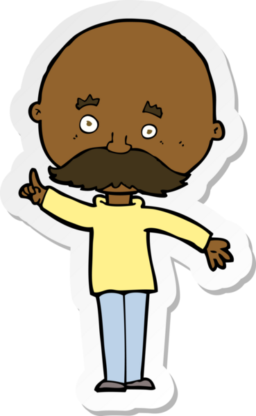 Bir insan tarafından çizilmiş, kel bir adamın çıkartması.