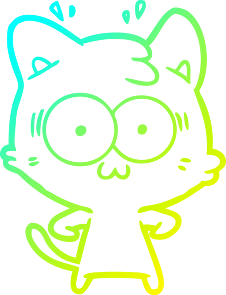 Bir çizgi filmin soğuk gradyan çizimi bir insan tarafından çizilmiş sürpriz bir kedi.