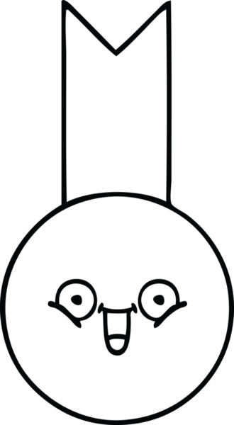 Bir insan tarafından çizilmiş altın madalyanın çizgi çizimi.