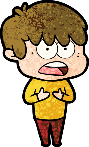 Bir insan tarafından çizilmiş endişeli çizgi film çocuğu.