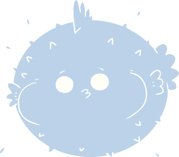 Bir insan tarafından çizilmiş düz renkli kirpi balığı.