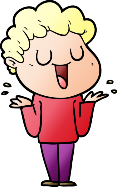 Bir insan tarafından çizilmiş gülen karikatür adam.