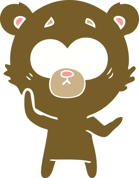 şaşırmış ayı düz renkli çizgi film bir insan tarafından çizilmiş.