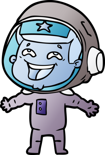 Bir insan tarafından çizilmiş gülen astronot çizgi filmi.