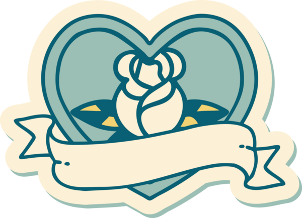 Bir insan tarafından çizilmiş, geleneksel kalp şeklinde dövme çıkartması.