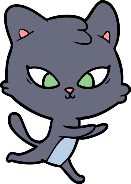 Bir insan tarafından çizilmiş sevimli çizgi film kedisi.