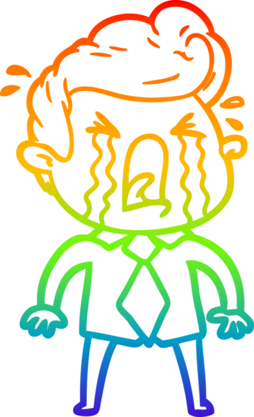 Bir insan tarafından çizilmiş ağlayan bir adamın çizdiği gökkuşağı gradyan çizgisi.