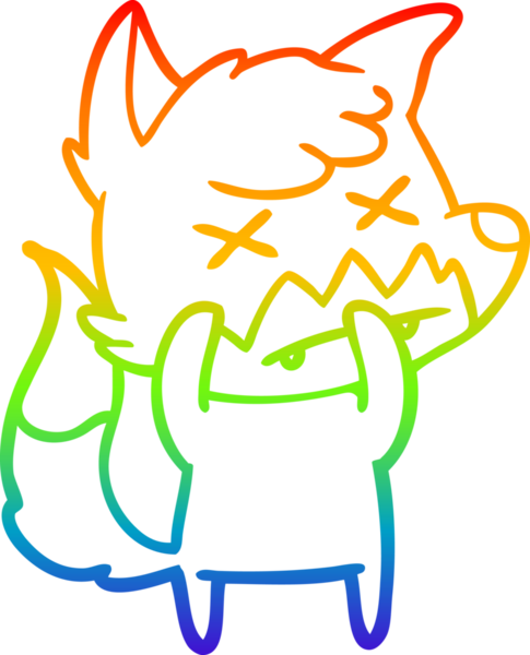 Gökkuşağı gradyan çizgi çizimi Bir insan tarafından çizilmiş ölü tilki