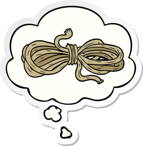 Düşünce baloncuklu çizgi film ipi insan tarafından çizilmiş bir çıkartma gibi.