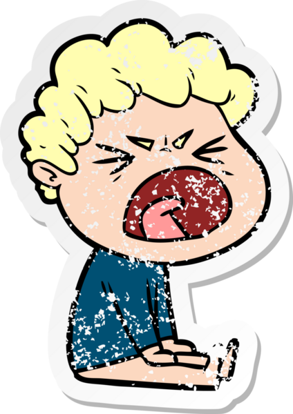 Bir insan tarafından çizilmiş öfkeli bir adamın sıkıntılı çıkartması.