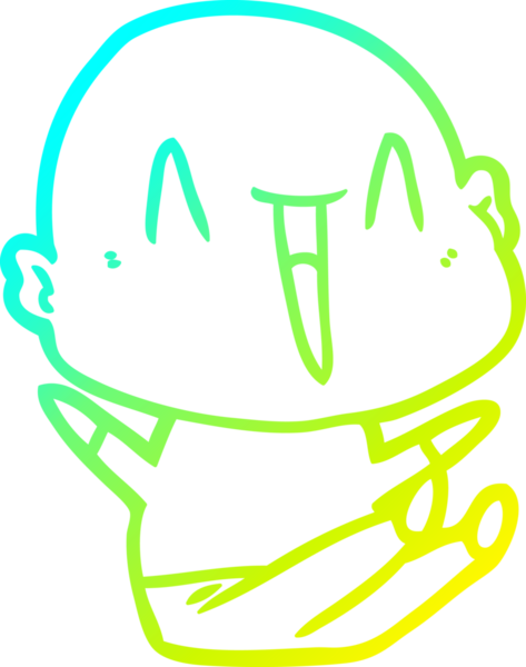 Bir insan tarafından çizilmiş, mutlu, kel bir adamın çizdiği soğuk çizgi.