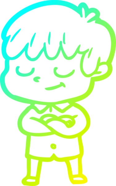 Bir çizgi film karakteri çizen soğuk çizgi bir insan tarafından çizilmiş mutlu çocuk.