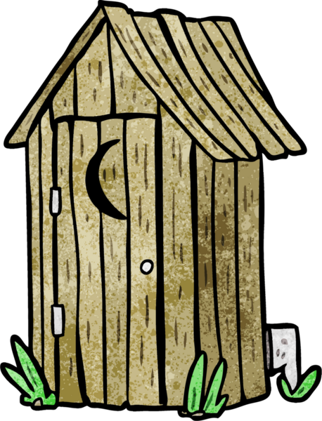 Bir insan tarafından çizilmiş hilal ay pencereli geleneksel çizgi film tuvaleti.