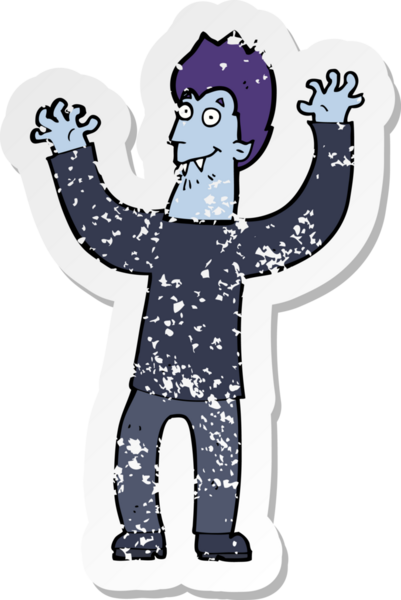 Bir insan tarafından çizilmiş bir cadılar bayramı vampirinin gerilmiş çıkartması.