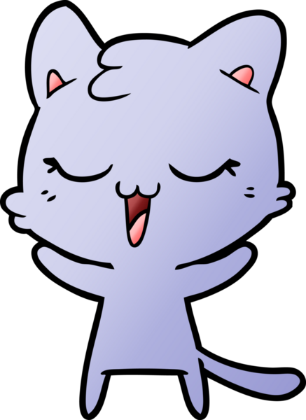 Bir insan tarafından çizilmiş mutlu çizgi film kedisi.