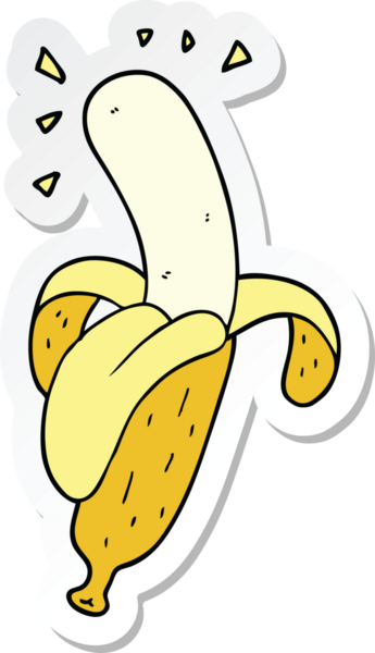 Bir insan tarafından çizilmiş bir muzun çıkartması.