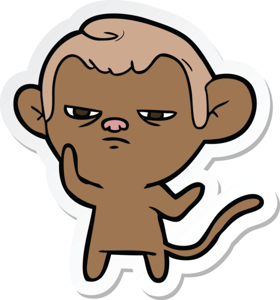 Bir insan tarafından çizilmiş çizgi film maymununun çıkartması.