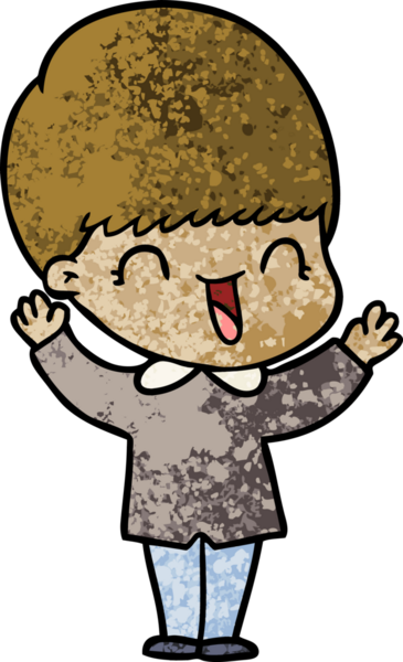 Bir insan tarafından çizilmiş mutlu çizgi film çocuğu.