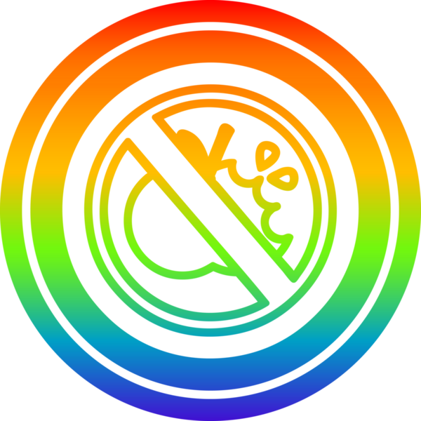 Gökkuşağı gradyan bir insan tarafından çizilmiş sağlıklı yiyecek dairesel simgesi yok