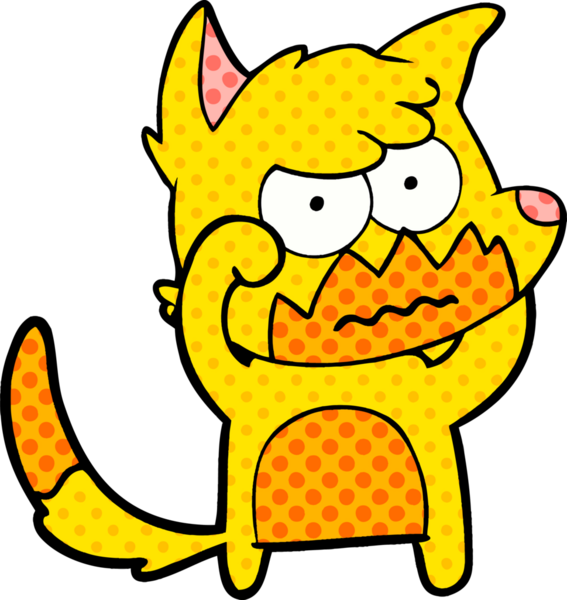 Bir insan tarafından çizilmiş tilki çizgi film karakteri